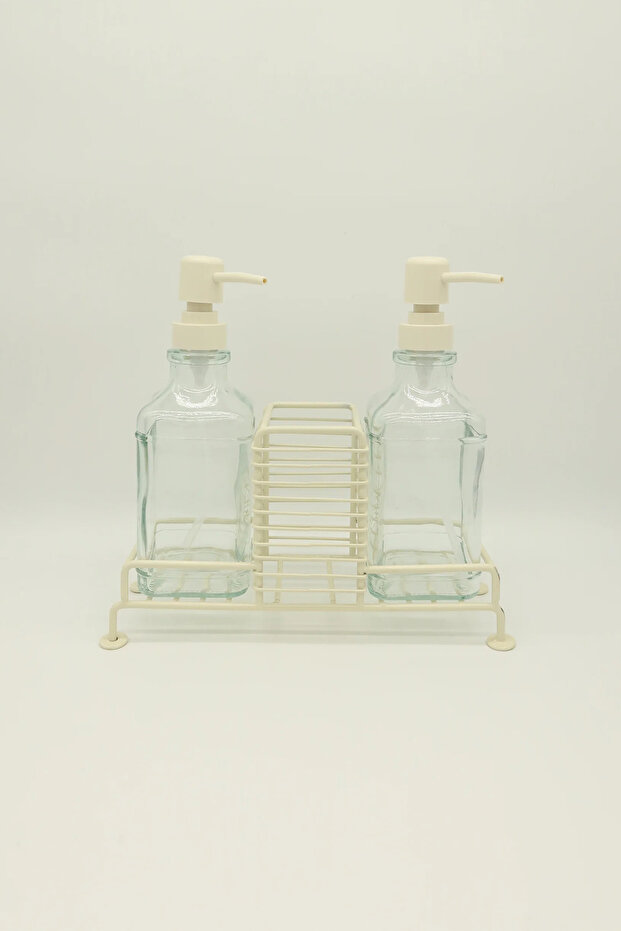 Cream Liquid Soap Dispenser with 2 Stands