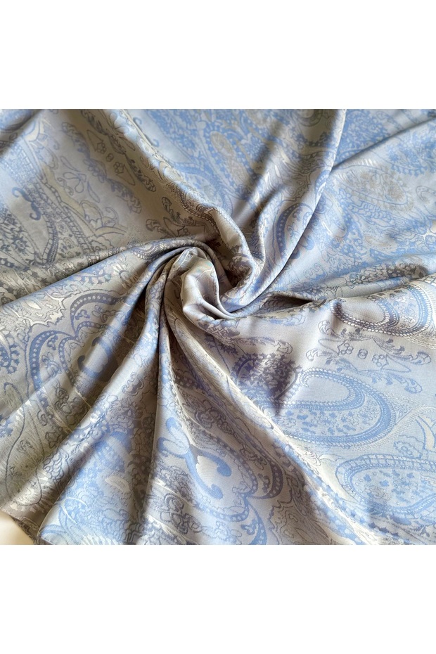 Mavi Etro Stil Etnik Desenli Yumuşak Dokulu Terletmeyen 4 Mevsim Şal - 5