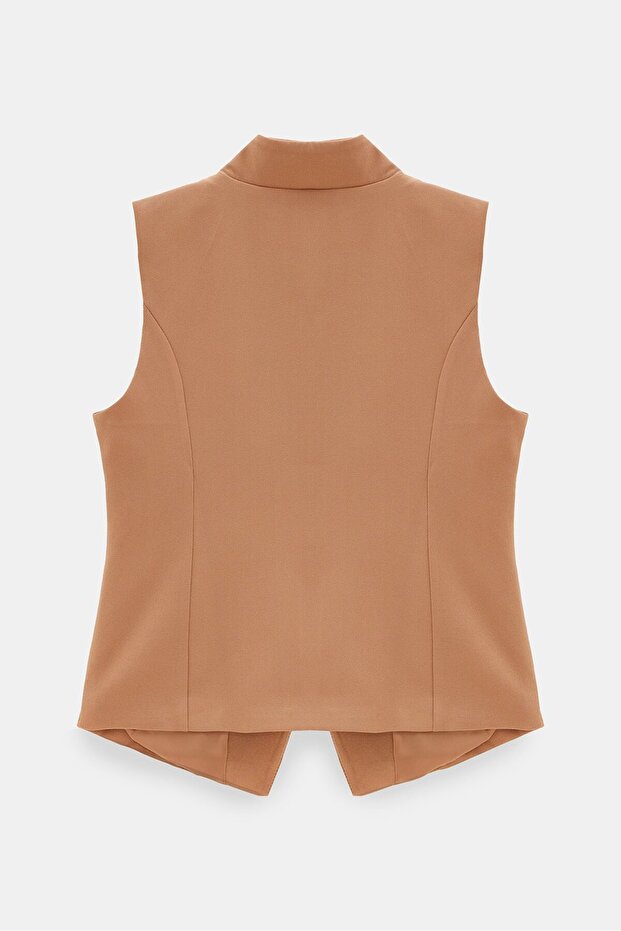 Kamel Kaçık Yaka Kuplu Yelek - 6