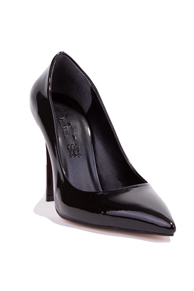Dza07-388460 Black Patent Leather 10.5 cm Thin Heel Stiletto Women's Shoes