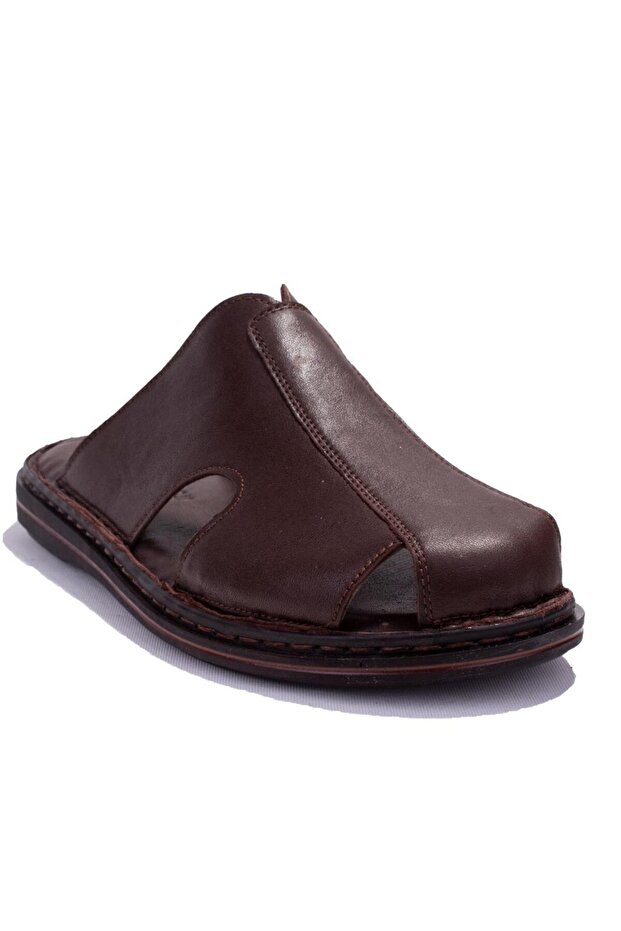 578165 Mildura Brown Orthopedic Closed Toe Men's Leather Slippers