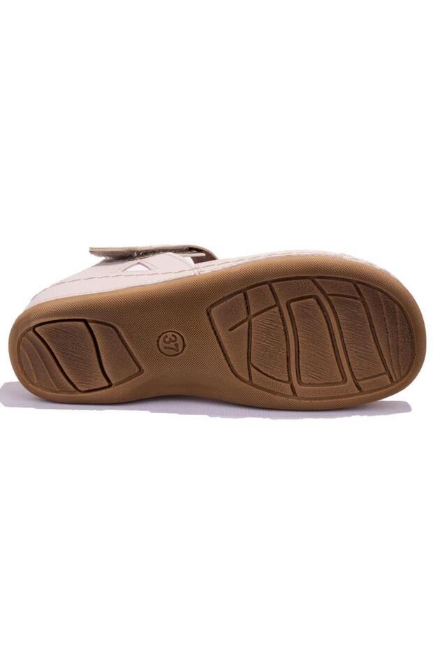 104424 Bej Ortopedik Günlük Kadın Sandalet - 4