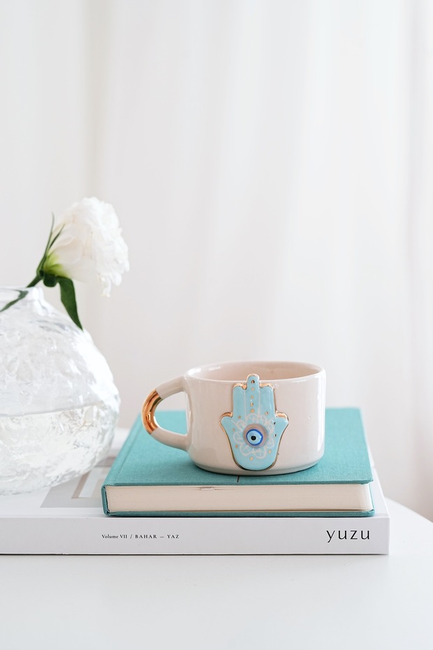 HAMSA EL YAPIMI SERAMİK FİNCAN - 1