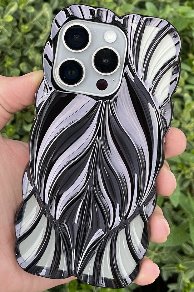 iPhone 14 Pro Case Leaf Pattern Glossy Anti-Knock Silicone Cover