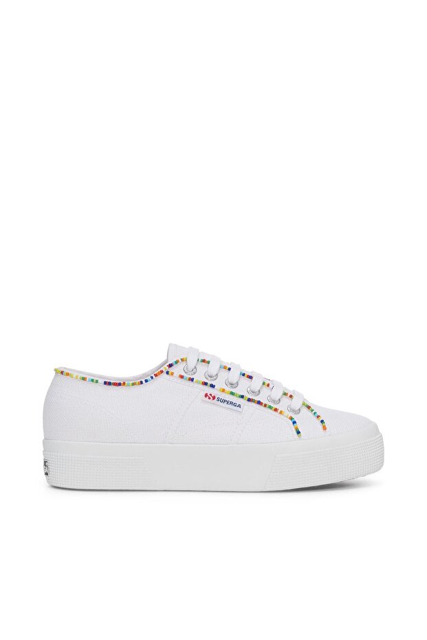 2740 Multicolor Beads Women's White Sneakers
