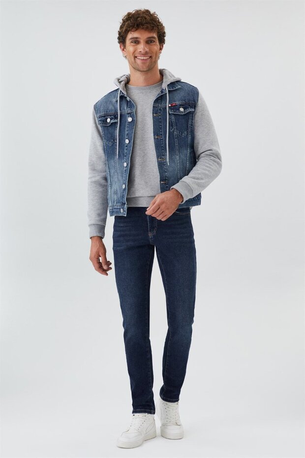 Pablo Men's 100% Cotton Hooded Jean Jacket