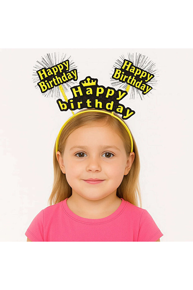 Mtxdpn Yellow Crown for Birthday Celebration – Sparkling Lettering (172335) Party Crown