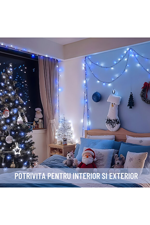 Set of 2 Linear Light Strings (2x80 m), 8 Light Modes, Blue LEDs, IP44 - 6