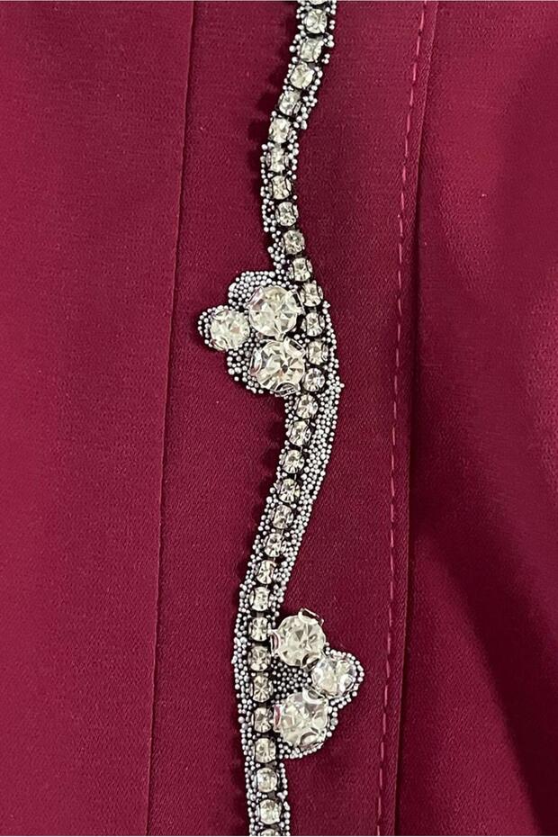 TAŞ İŞLEMELİ KUŞAKLI ELBİSE 20356 - 5