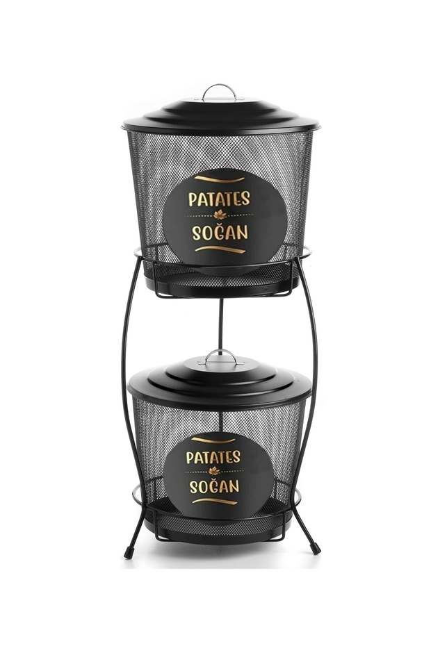 Metal 2 Katlı Sebzelik - Siyah - 3