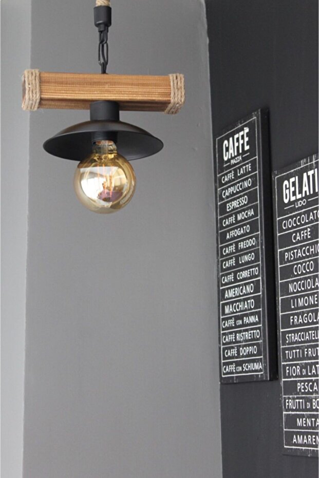 Retro Wintage Tekli Ahşap Avize - 3