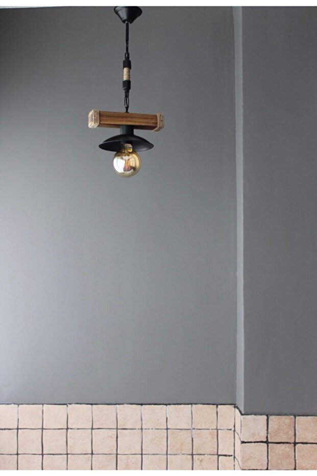 Retro Wintage Tekli Ahşap Avize - 4