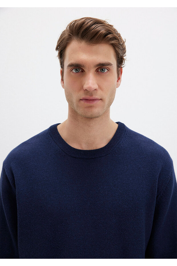 Yün Karışımlı Lacivert Kazak Regular Fit / Normal Kesim 0710370-70490 - 5