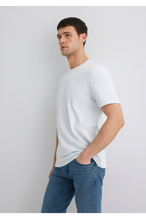 Stretch Açık Basic Tişört Regular Fit / Normal Kesim 0610252-70793 - 1