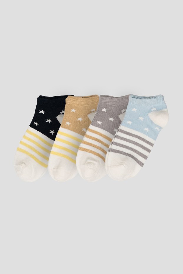 4 Pairs of Summer Cotton Boys' and Baby Booties Socks