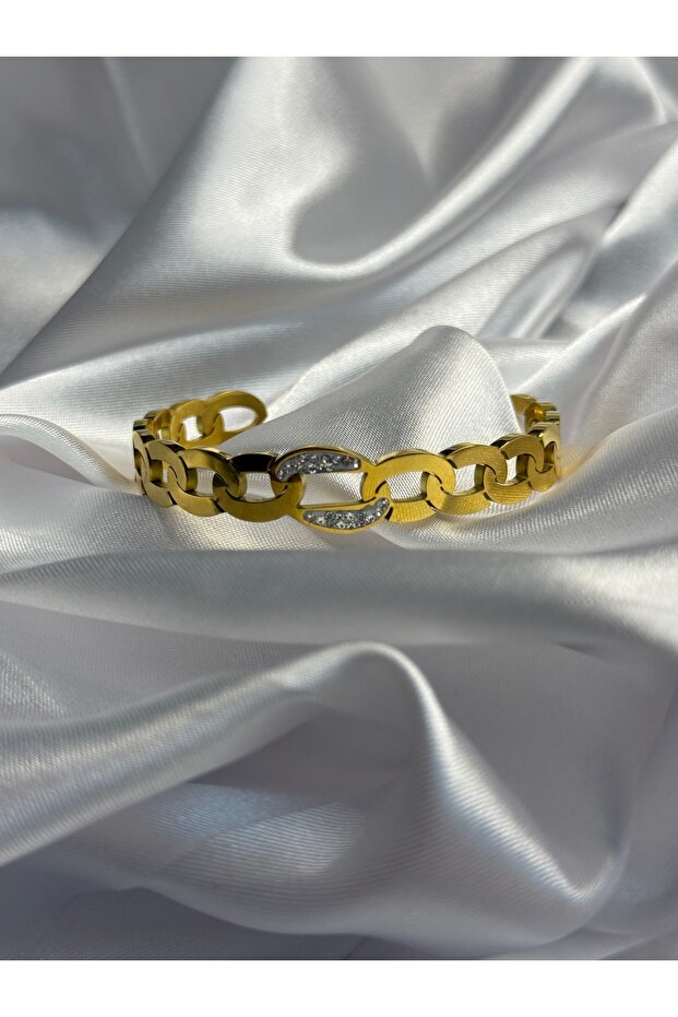 Gold Link Stone Bracelet
