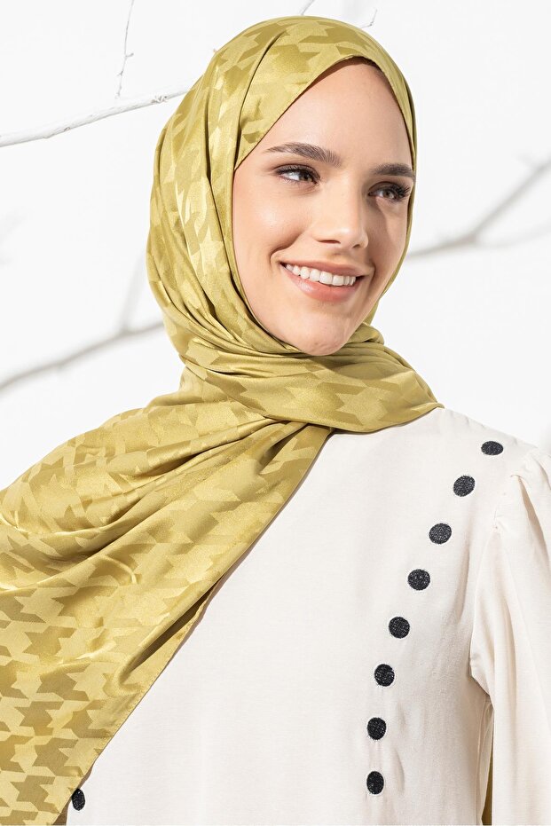 شال نسائي جاكار حجاب منقوش كبير بنقشة Houndstooth