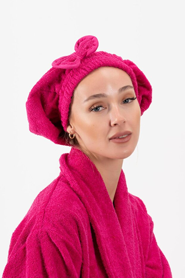 قبعة تجفيف الشعر من CottonVerse – قطن 100%، مع فيونكة