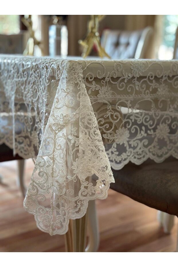 Tablecloth French Lace Single Tablecloth, Daimon Model 12-Person Wrinkle-Free Dowry Item