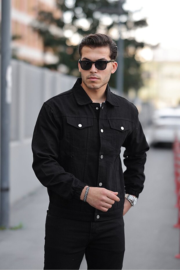 Çıtçıtlı Oversize Kot Ceket - 1