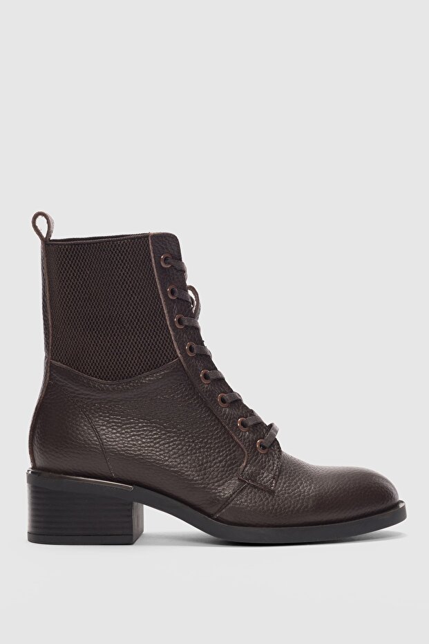 Veyora Genuine Leather Lace-Up Women's Boots - Brown