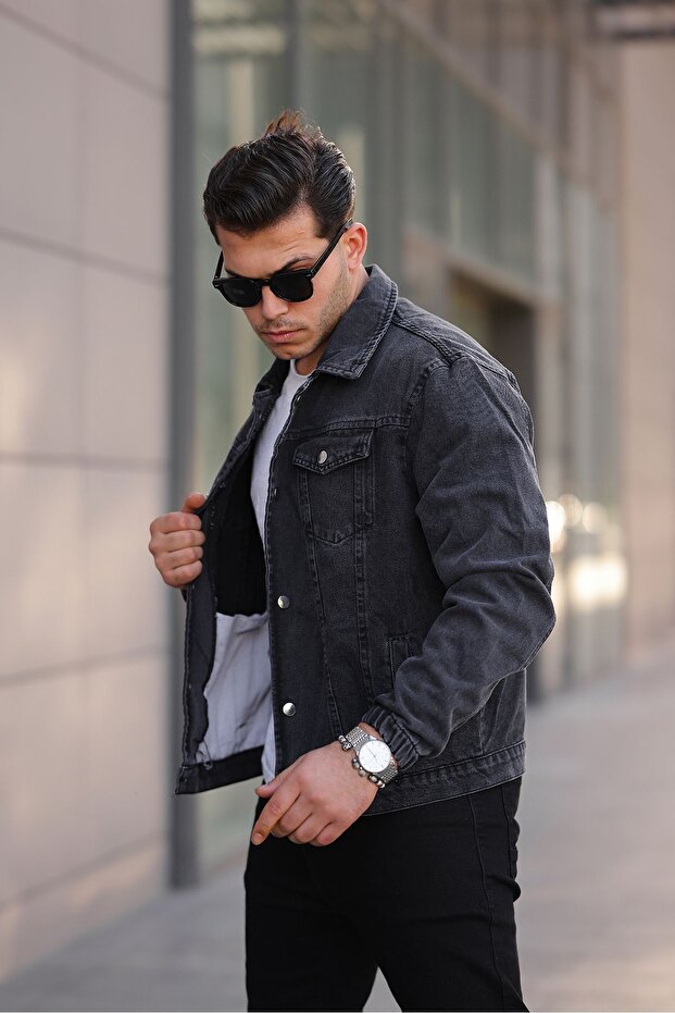 Çıtçıtlı Oversize Kot Ceket - 3