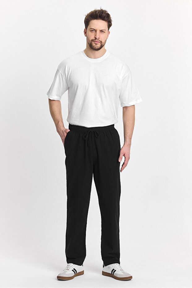 Erkek Siyah Regular Fit Basic Pantolon - 5
