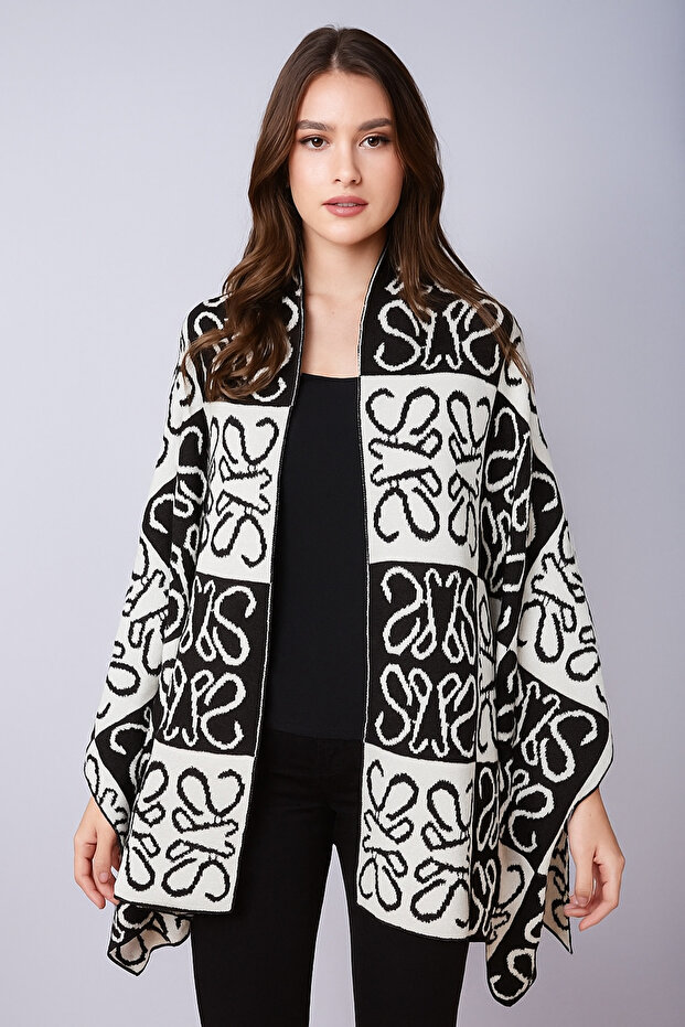 شال تريكو منقوش على الوجهين - 1