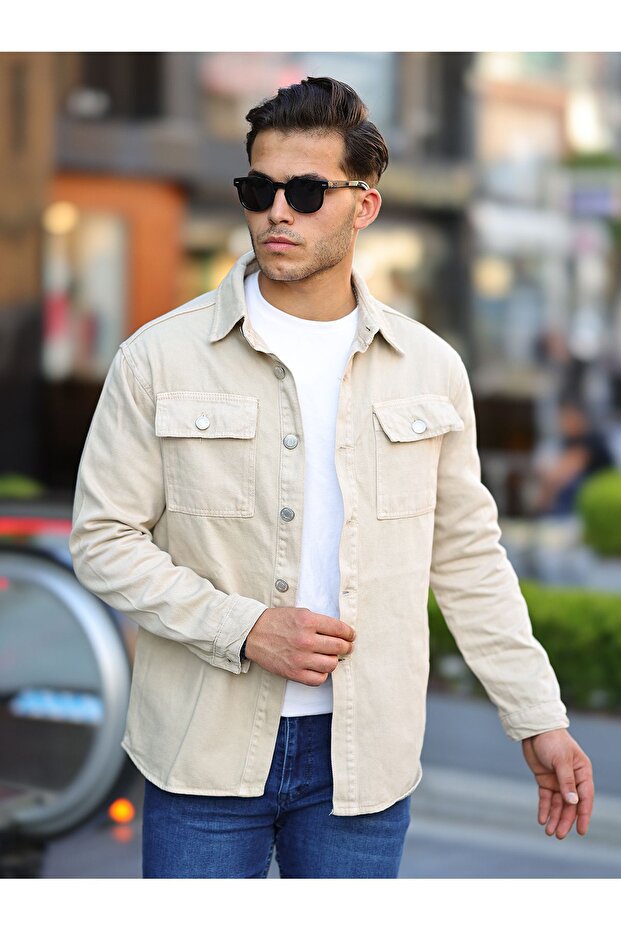 Oversize Kapak Cepli Kot Gömlek - 3