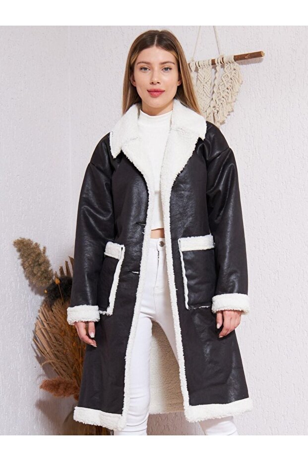 Women's Faux Fur Faux Leather Coat