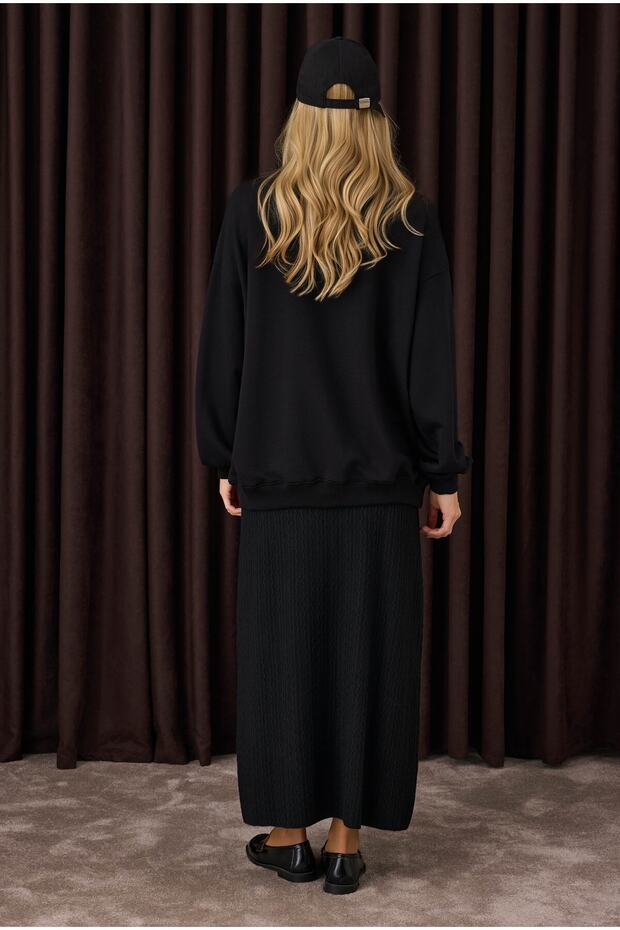 Dokulu Triko Etek Siyah - 4