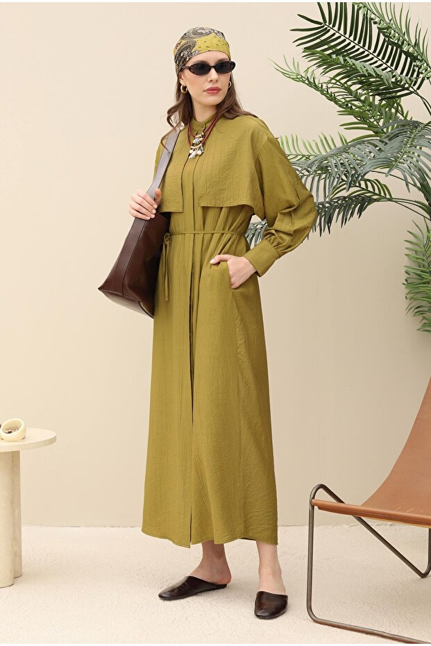 Rüzgarlıklı Elbise Olive - 5
