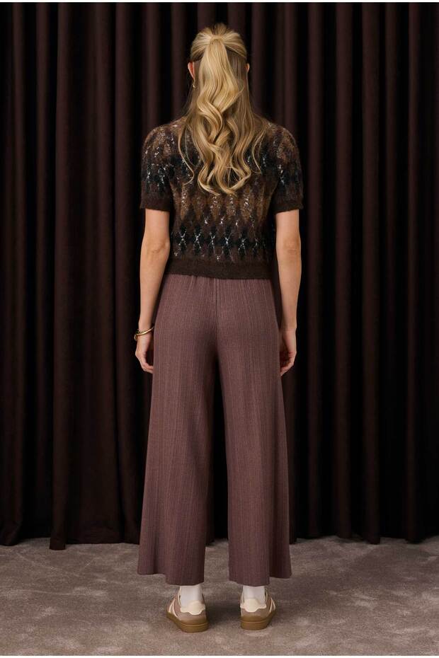 Fitilli Triko Pantolon Kahve - 4