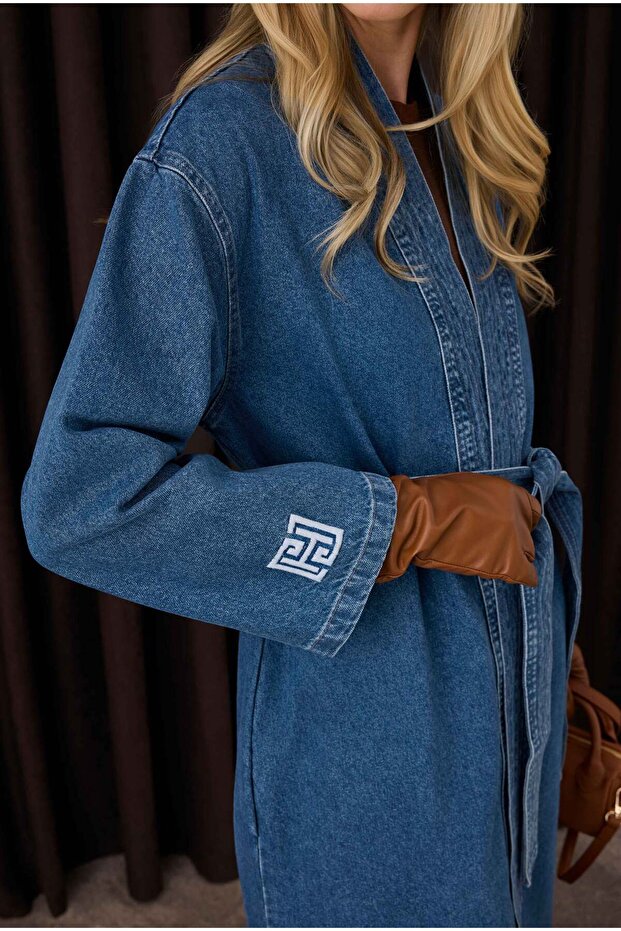 Denim Kimono Mavi - 4