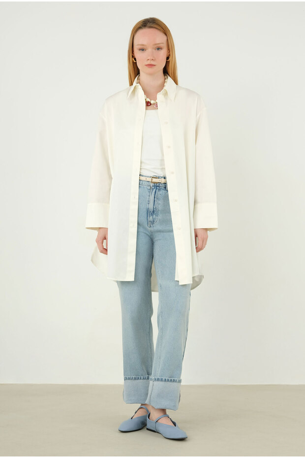 Poplin Gömlek 90 cm Ekru - 2