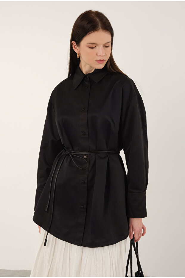Poplin Gömlek Kısa Siyah - 2