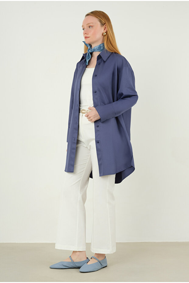 Poplin Gömlek 90 cm Kot Mavi - 1