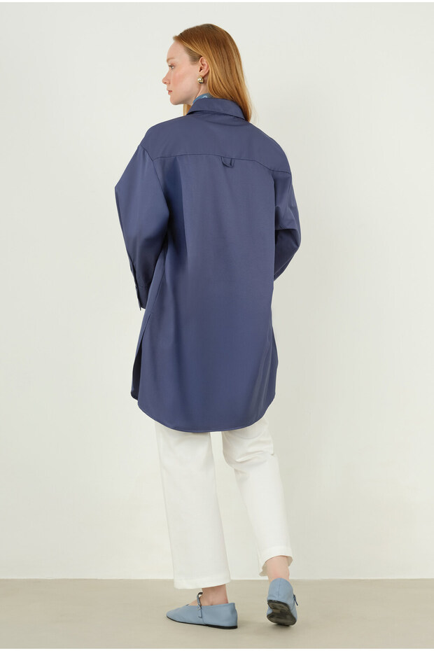 Poplin Gömlek 90 cm Kot Mavi - 4