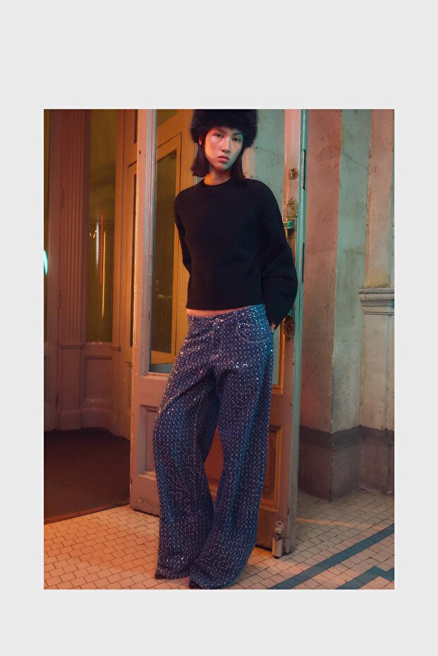 Pullu geniş paça jean - 5
