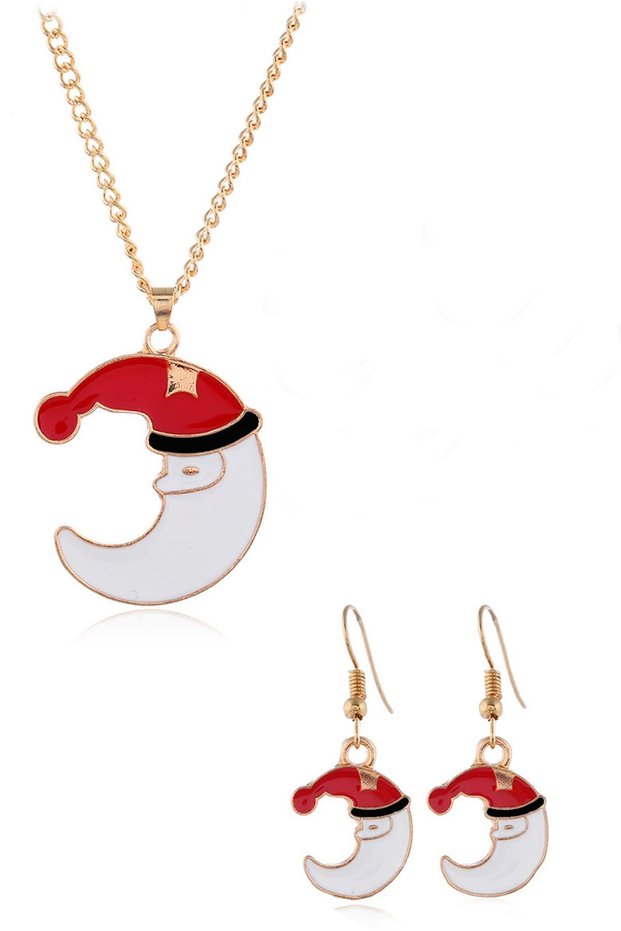 New Year's Gift Deer Moon Grandpa Necklace Earrings Set of 3