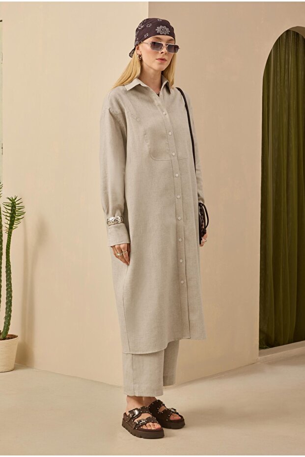 Ham Keten Uzun Gömlek - 1