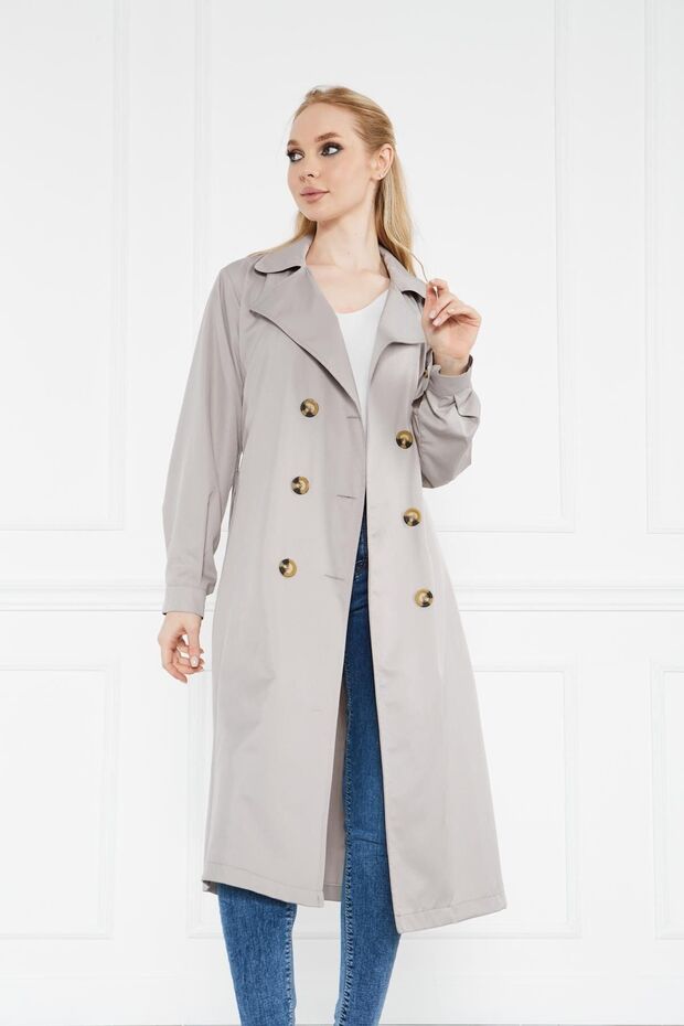 Unlined Pocketed Buttoned Belted Summer Trench