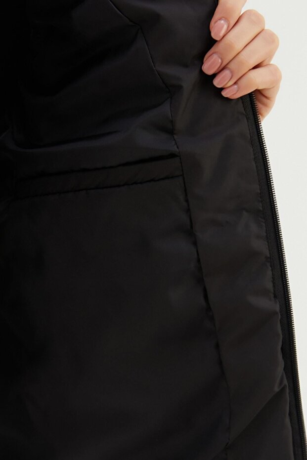 سترة سوداء قابلة للنفخ - مقاومة للرياح، مبطنة، مقاس عادي - 5