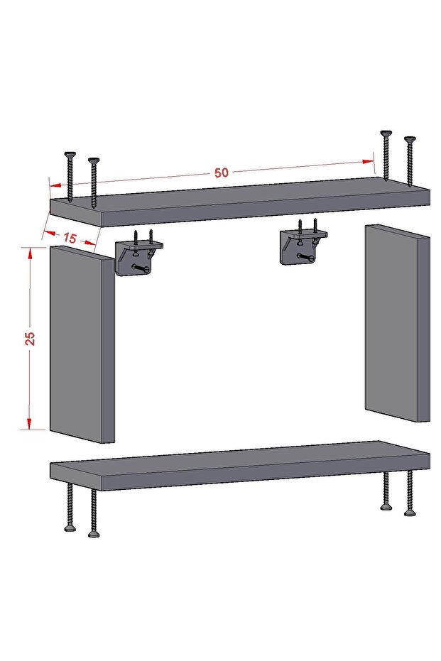 Modern Duvar Rafı 6 Lı Beyaz - 3