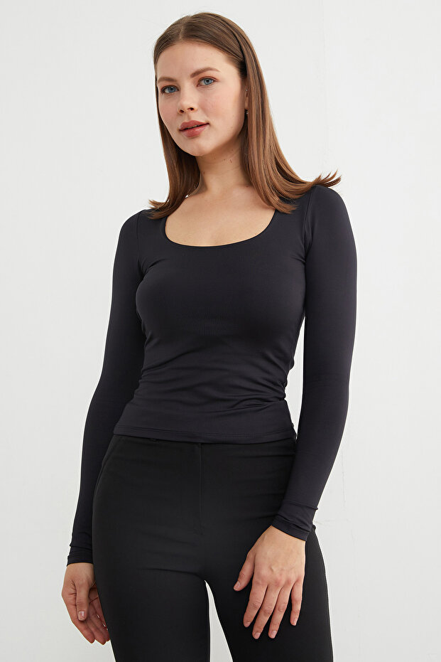 Basic Kare Yaka Bluz - 3