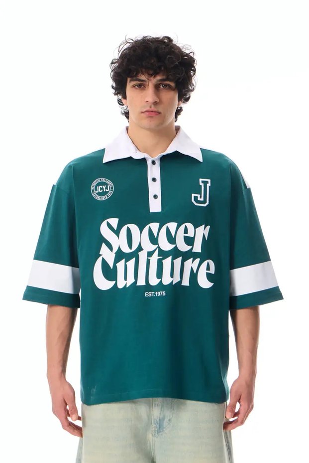 Soccer Culture Printed Polo Neck Premium Oversized Tshirt
