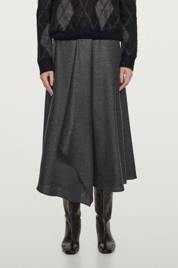 Pleated midi skirt with wool - 2