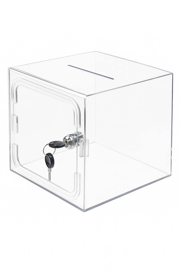 Unbreakable Transparent Wish Box, Complaint Box, Tip Box, Piggy Bank Type Box with Lock 30X30X30 cm