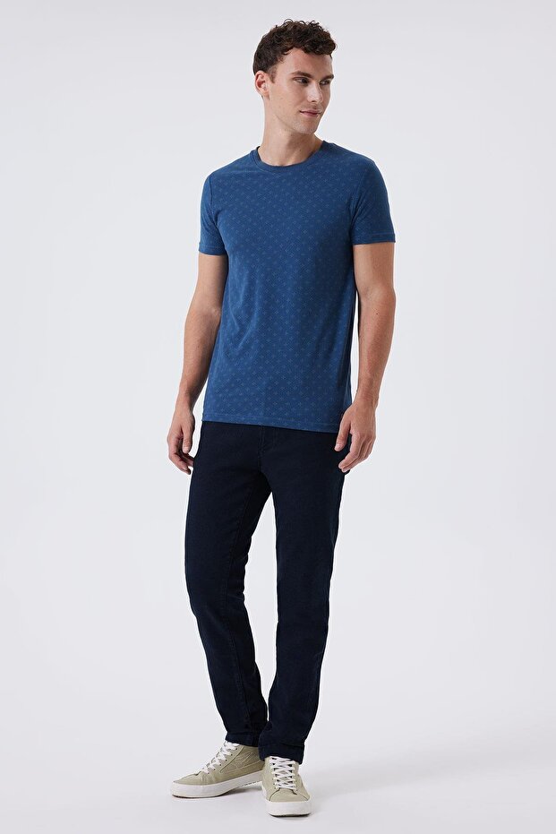Polite 1 Men's 100% Cotton Crew Neck T-Shirt Indigo