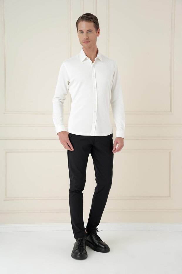 Men's Slim Fit Ecru/Off-White Classic Shirt g 1580